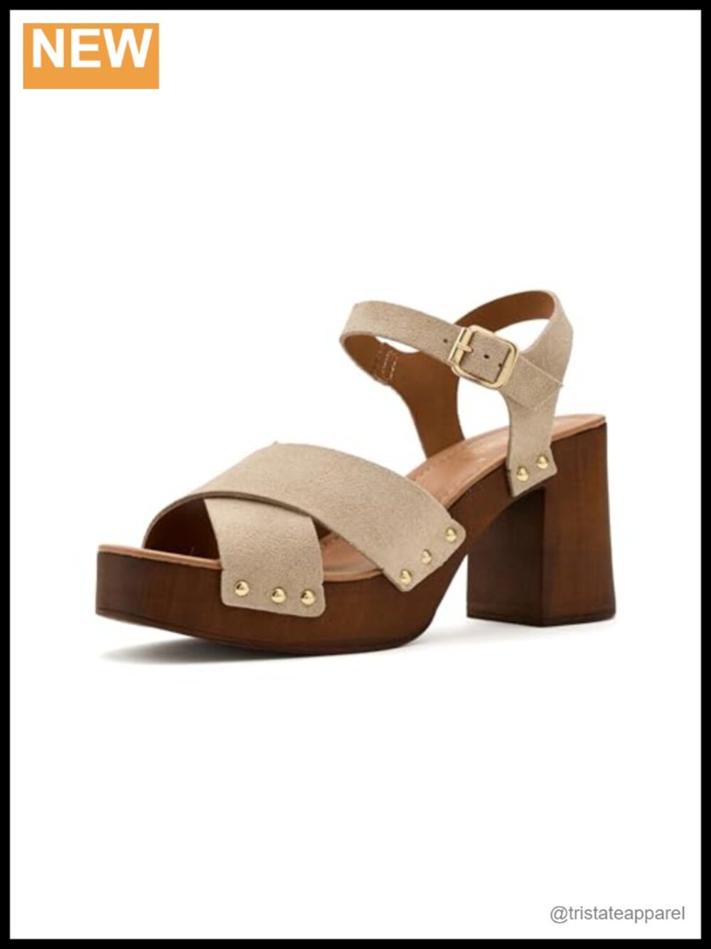 Platform Heeled Sandal with Buckle Closure and 3.5-Inch Heel
